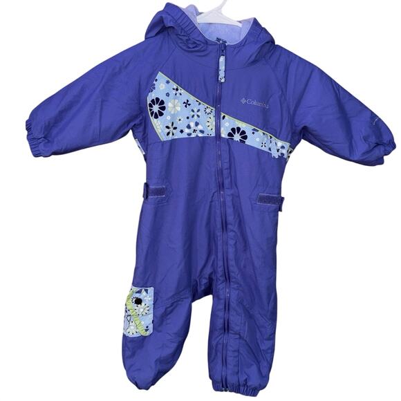 Columbia Infant Snowsuit one-piece Purple Waterproof Lined floral (18 months) - Picture 1 of 8